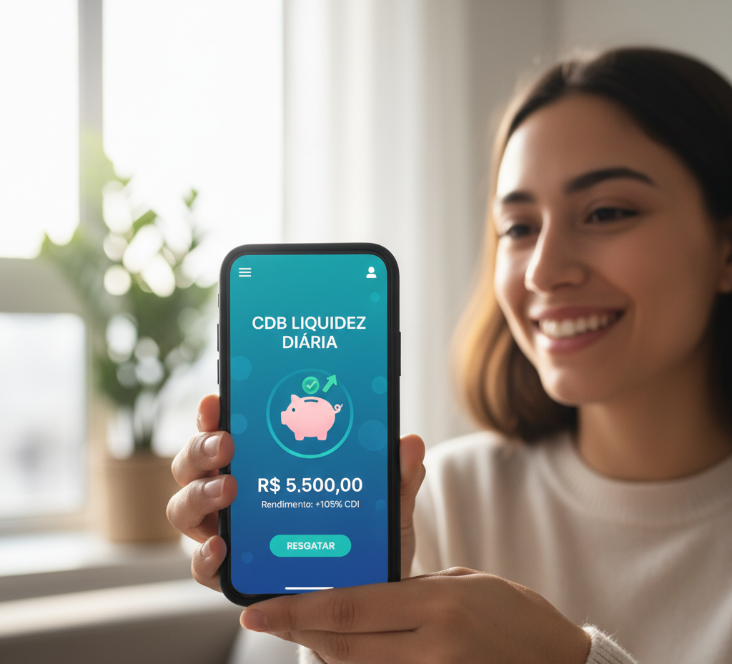 Foto CDB de liquidez diária Investidor iniciante aplicando em CDB pelo celular – Eldorado Investimentos